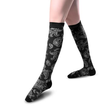 Black patterened compression socks manufacturer