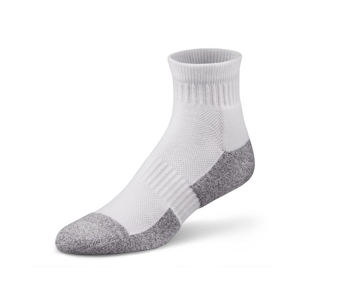white and grey mid calf sock